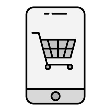alışveriş arabası vektör çizimi olan cep telefonu