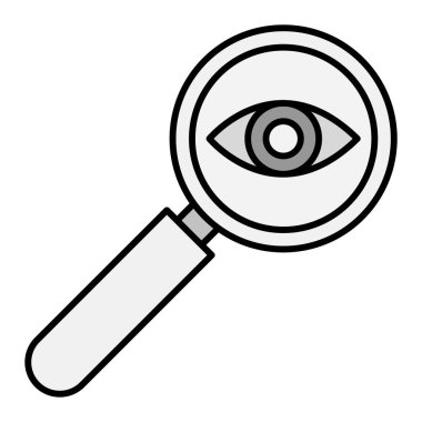 Beyaz arkaplan üzerinde büyüteç simgesi olan büyüteç, vektör illüstrasyonu