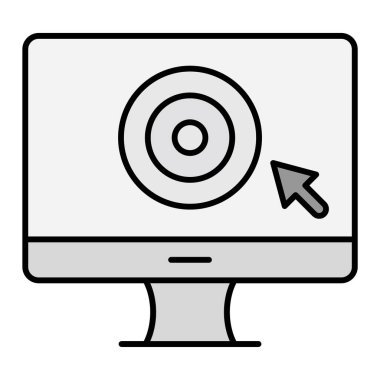 imleç işaretleyici vektör illüstrasyon tasarımı ile bilgisayar monitörü