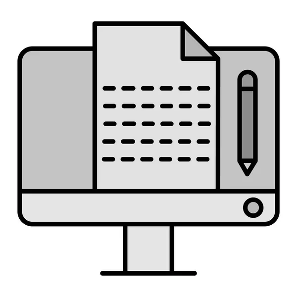 Laptop Com Documentos Desenho Ilustração Lápis Vetorial — Vetor de Stock