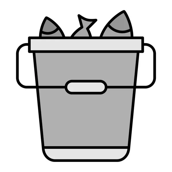 Cubo Pescado Icono Web Ilustración Simple — Archivo Imágenes Vectoriales