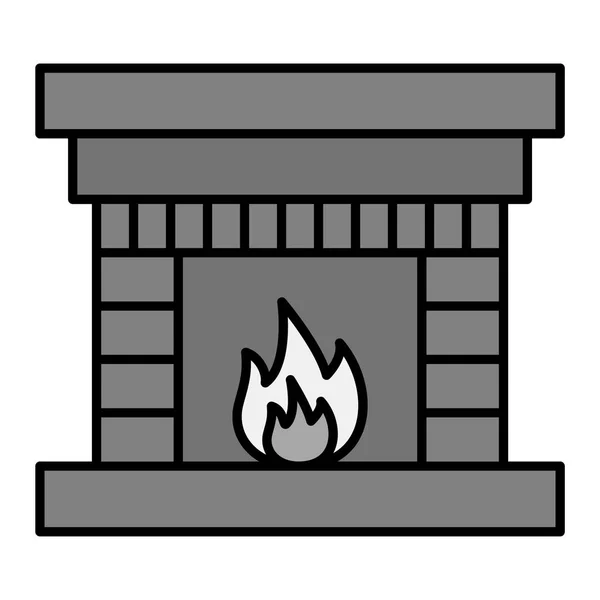 Burning Fireplace Icon Vector Illustration — Stock Vector