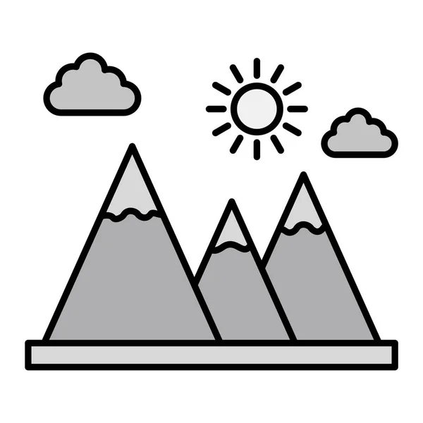Εικονίδιο Βουνού Επίπεδο Στυλ Απομονωμένο Λευκό Φόντο Εικονογράφηση Διανύσματος — Διανυσματικό Αρχείο
