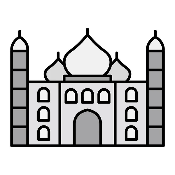 Taj Mahal Ikon Kontur Stil Isolerad Vit Bakgrund Kyrkans Symbol — Stock vektor