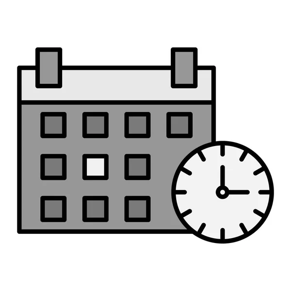 Icône Calendrier Illustration Simple Vecteur Horloge Dessin Contour Isolé — Image vectorielle