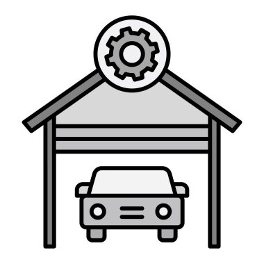 araba tamir garajı simgesi vektör illüstrasyon grafik tasarımı