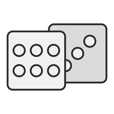 beyaz arkaplanda zar çizgisi simgesi