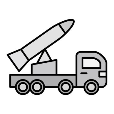 Silah Kamyoneti simgesi, ana hatlı vektör illüstrasyonu 