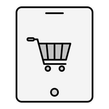 Mobil alışveriş simgesi, vektör illüstrasyonu 