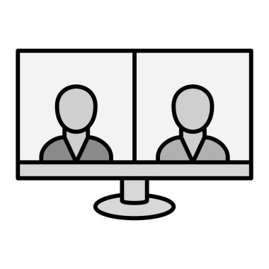 Çevrimiçi Buluşma Hattı simgesi. izole ve düz illüstrasyon 