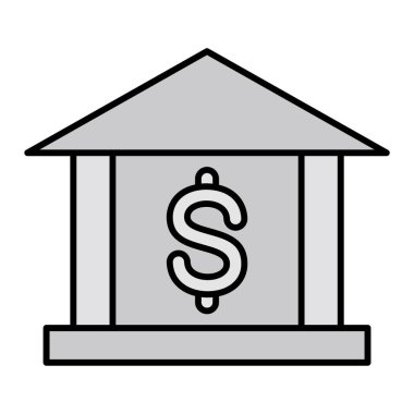 Banka binası simgesi vektör illüstrasyonu