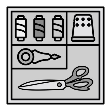 Berber dükkanı, makas, yapıştırıcı, kalem, jilet, tarak ve fırça darbelerinin vektör çizimi