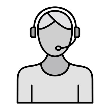 Kulaklık ve kulaklık vektör illüstrasyon tasarımlı çağrı merkezi operatörü