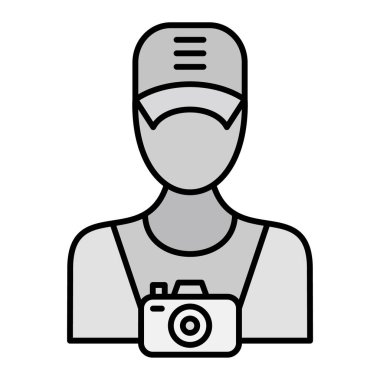 Kamera ikonu olan adam. Doktor Avatar vektör çizimi sembolü. beyaz arkaplanda izole.