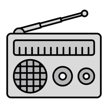 radyo ikonu. Ana hatlarıyla müzik enstrümanı vektör sembolü. beyaz arkaplanda izole