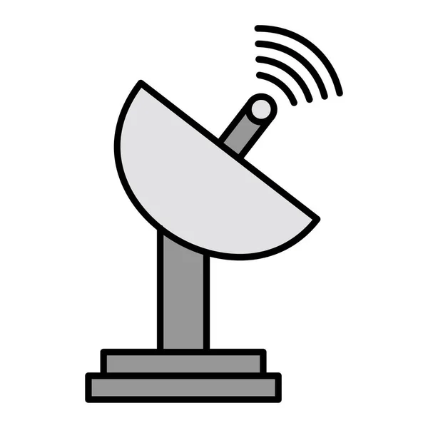 衛星料理のアイコン 概要無線アンテナベクトル図 隔離されたシンボル — ストックベクタ