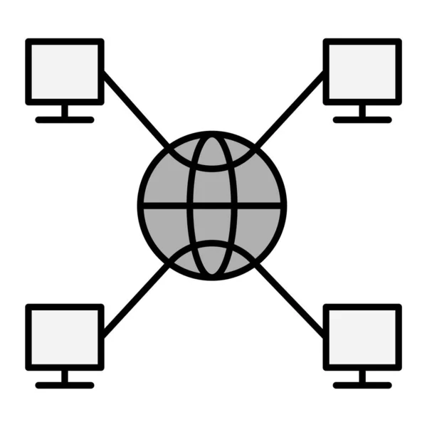 Globales Netzwerk Vektor Liniensymbol — Stockvektor