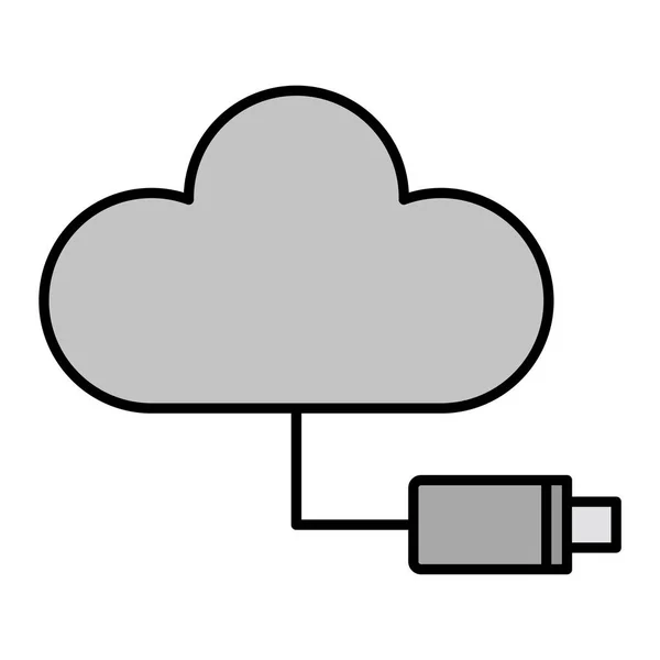 Cloud Cable Outline Illustration — Wektor stockowy
