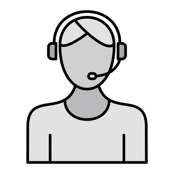 Call Center Operator Met Headset Hoofdtelefoon Vector Illustratie Ontwerp — Stockvector