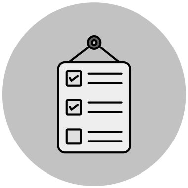 Pano, kontrol listesi, liste ve rapor satırı simgesi, vektör illüstrasyonu.