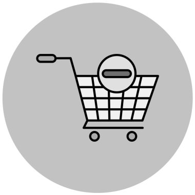 Alışveriş arabası ikonu. Web için basit tramvay vektör simgeleri çizimi