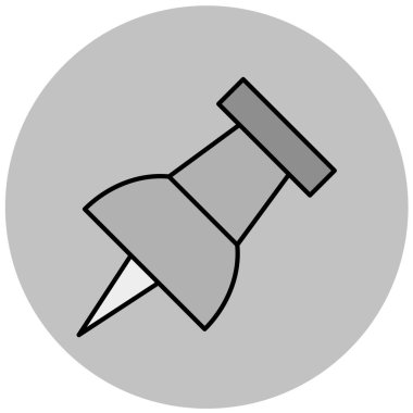 İğne simgesine bas. Web tasarımı için basit itme vektör sembolü çizimi