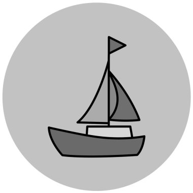 yelkenli simgesi beyaz arkaplan vektör illüstrasyonunda izole edildi