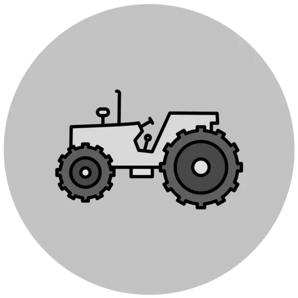 Traktor Ikon Platt Stil Isolerad Vit Bakgrund Vektor Illustration — Stock vektor