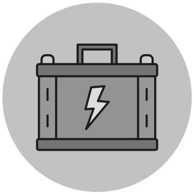 Araba aküsü simgesi. Web tasarımı için elektrik enerji vektörü simgelerinin basit bir gösterimi