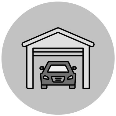 Araba garajı ikonu. Web tasarımı için park vektörü sembolünün özet çizimi