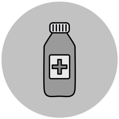 İlaç şişesi ikonu. Beyaz arkaplanda izole edilmiş web tasarımı için uyuşturucu vektör simgelerinin basit gösterimi