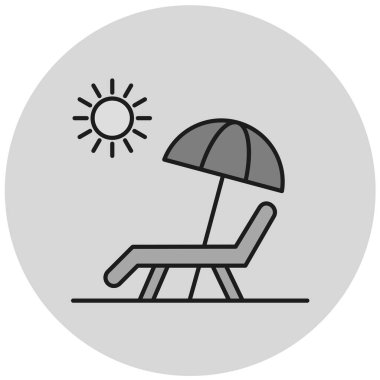 Plaj sandalyesi ikonu. Web için şezlong vektör simgelerinin özet çizimi