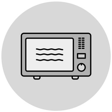 Mikrodalga fırın ikonu. Web için basit besin vektör simgeleri çizimi
