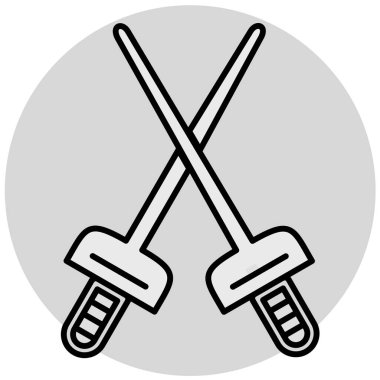 Çapraz kılıç ikonu. Web tasarımı için beysbol sopası vektör simgelerinin basit çizimi