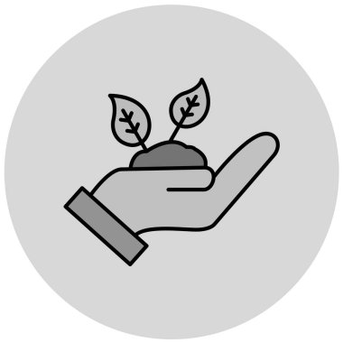 Bir bitkiyi tutan elin vektör çizimi