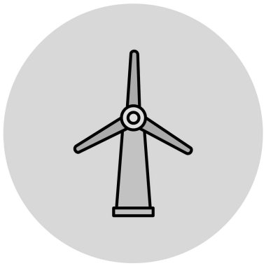 Rüzgâr türbini simgesi düz. Beyaz arkaplanda enerji vektörü çizimi.