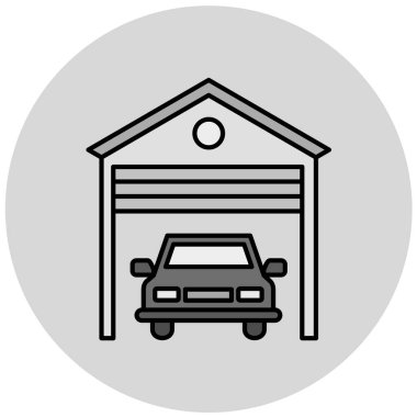 Araba garajı ikonu. Web için yol sembolü vektör simgelerinin basit illüstrasyonu