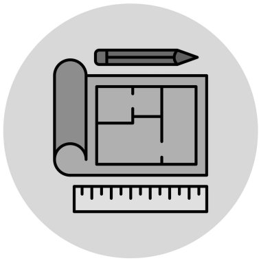 Yapı ve yapı simgesinin vektör illüstrasyonu