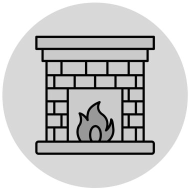 Şömine. Web simgesi basit illüstrasyon