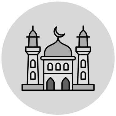 Beyaz arkaplanda izole edilmiş ana hatlı cami simgesi. ramazan sembolü