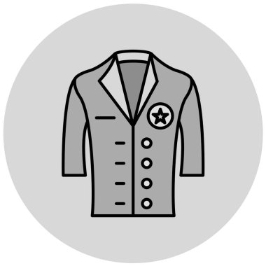 Ağ ve mobil uygulama tasarımınız için beyaz arkaplanda izole edilmiş ceket simgesi vektörü, erkek logosu konsepti