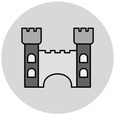 Beyaz arkaplanda basit bir şekilde izole edilmiş kale simgesi