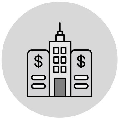 Banka binası simgesi, vektör illüstrasyonu