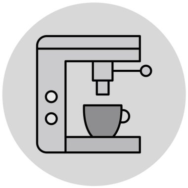 Kahve makinesi ikonu. beyaz arkaplanda izole edilmiş web tasarımı için düz vektör düğmesi