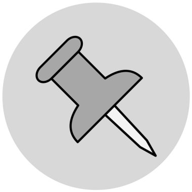 İğne simgesine bas. Web tasarımı için basit itme vektör sembolü çizimi