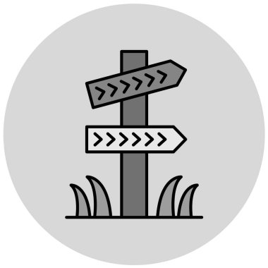 Yol işareti simgesi. Web tasarımı için otoyol vektör simgelerinin özet çizimi