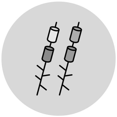 Izgara ikonunda sosis. Web için et vektör simgelerinin basit illüstrasyonu