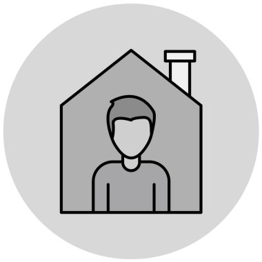 Ev simgesindeki bir adamın vektör illüstrasyonu