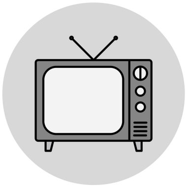 TV simgesi. Düz tasarım stili. Vektör çizim.