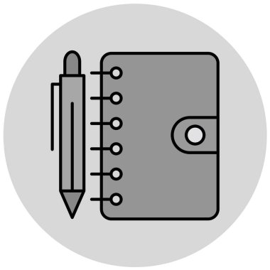 Kurşun kalemli defter. Web simgesi basit illüstrasyon